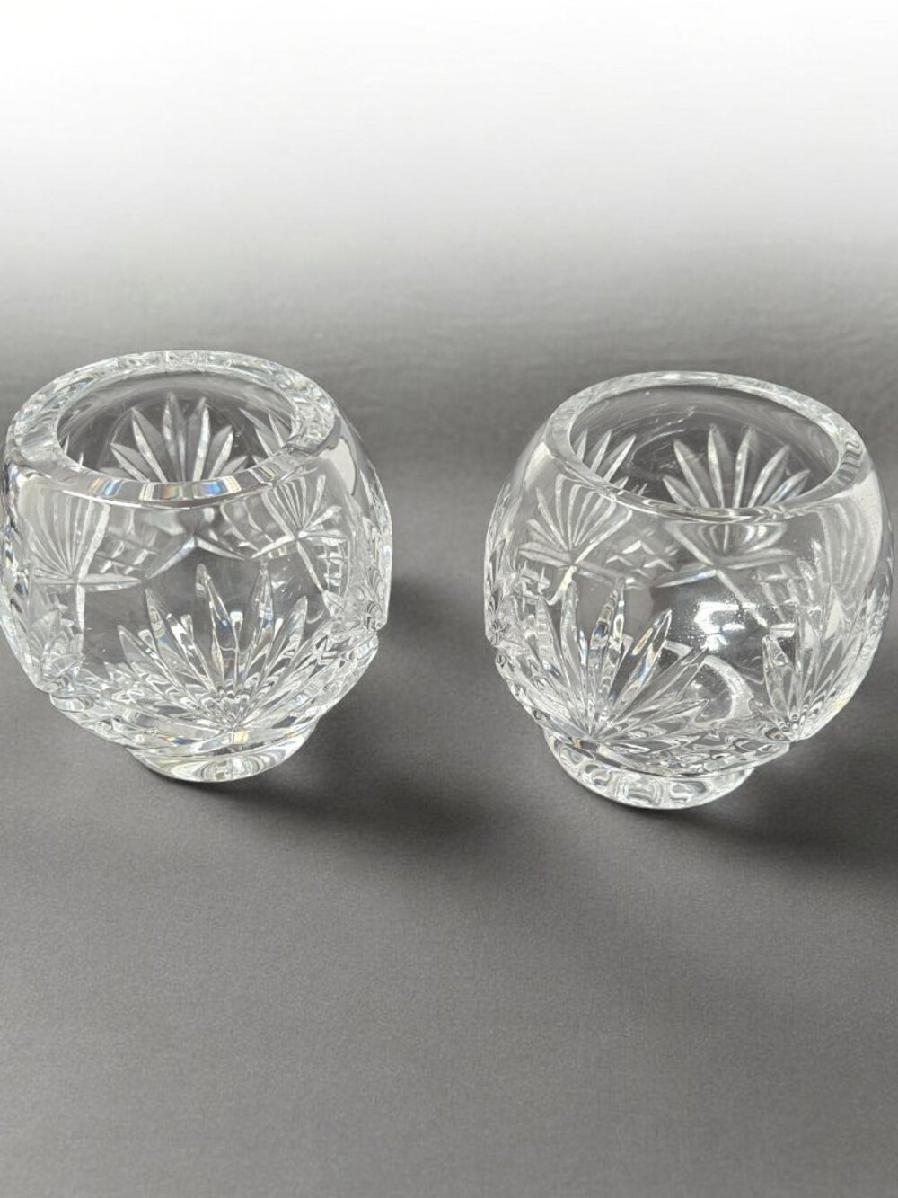 Votive Candle holders - round - cut class with a starburst pattern - Vintage